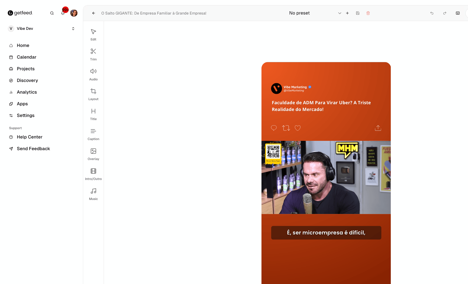 GetFeed Video Editor Interface