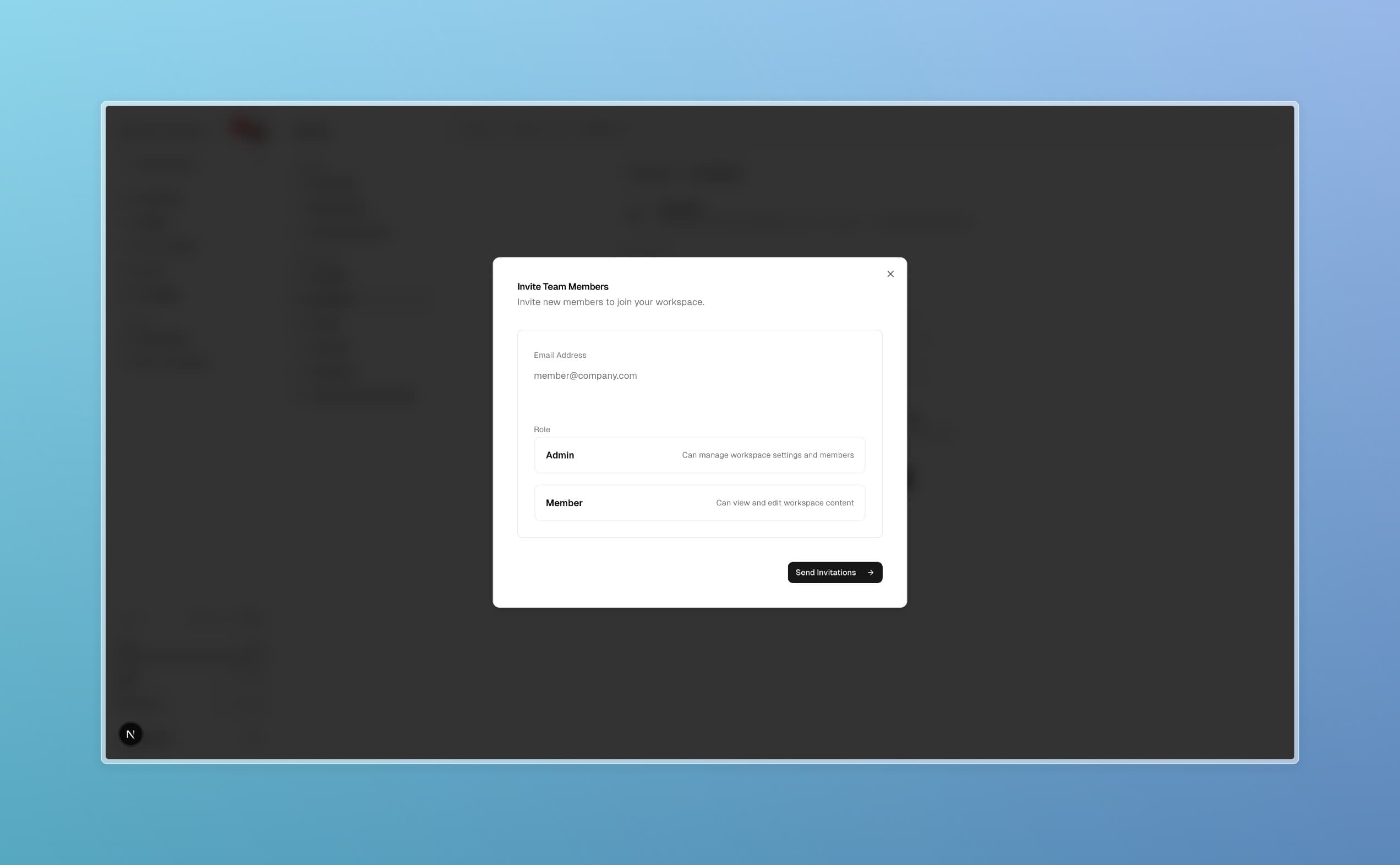 Organization Members page where you can see current members and invite new ones.